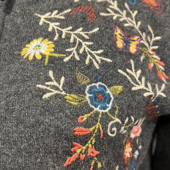 Johnny Was Dreamer 1/4 Zip Cashmere Sweater, Bird Embroidery XS - Picture 7 of 10